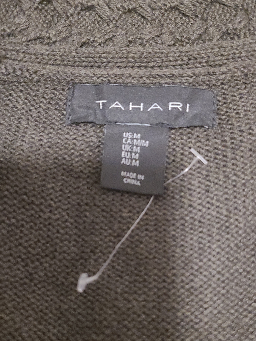 Tahari Olive Gray Knit Cardigan